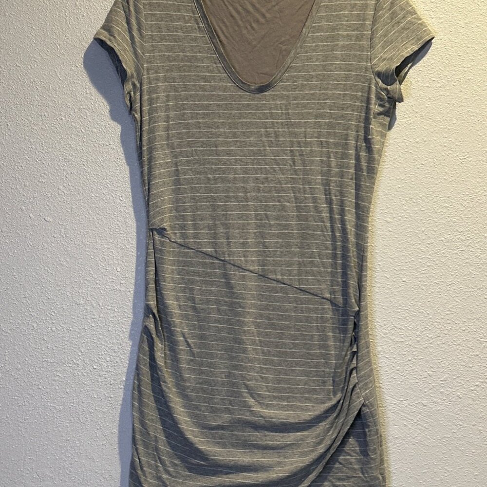 Athleta Bodycon Ruched Short Sleeve Striped Tee Shirt Dress Women's Medium